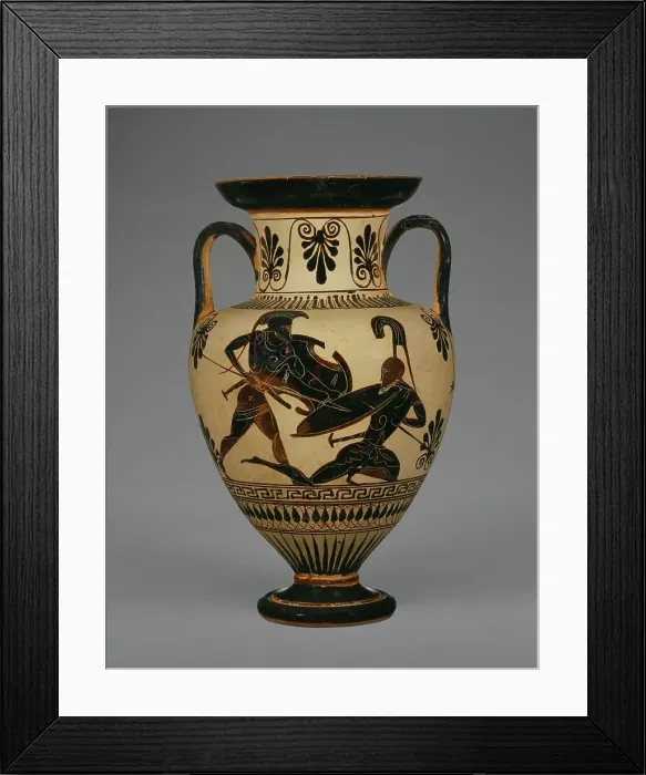 Framed Print : Attic Black-Figure Neck Amphora, about 500-480 BC. Creator: Unknown Framed Print : Attic Black-Figure Neck Amphora, about 500-480 BC. Creator: Unknown