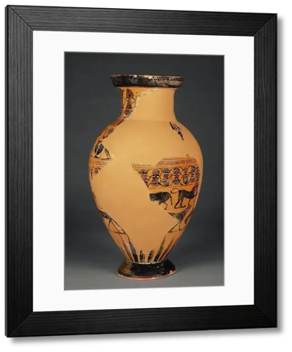 Framed Print : Attic Black-Figure Amphora (Tyrrhenian), 560-555 BC. Creator: Castellani Painter Framed Print : Attic Black-Figure Amphora (Tyrrhenian), 560-555 BC. Creator: Castellani Painter