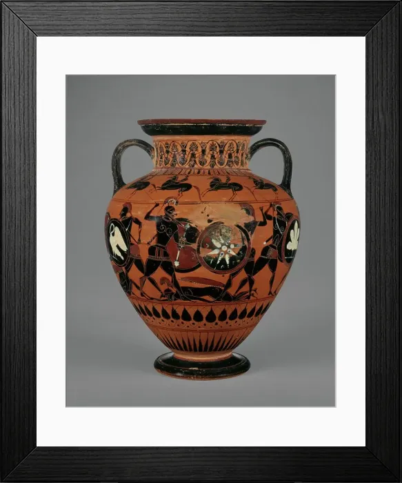 Framed Print : Attic Black-Figure Neck Amphora, about 540 BC. Creators: Painter of London B 174, Workshop of Exekias Framed Print : Attic Black-Figure Neck Amphora, about 540 BC. Creators: Painter of London B 174, Workshop of Exekias