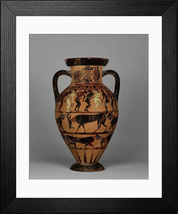Framed Print : Neck amphora with (A) nude men and women, and (B) man and woman between sphinxes, 565-550 BC. Creator: Timiades Painter Framed Print : Neck amphora with (A) nude men and women, and (B) man and woman between sphinxes, 565-550 BC. Creator: Timiades Painter