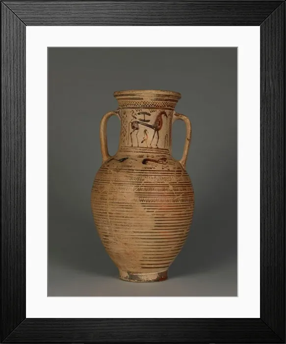 Framed Print : Attic Geometric Amphora, about 720 BC. Creator: Workshop of Painter of Athens 897