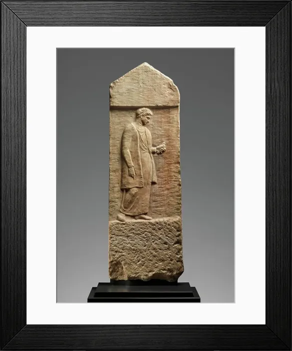 Framed Print : Grave Stele of Myttion, about 400 BC. Creator: Unknown Framed Print : Grave Stele of Myttion, about 400 BC. Creator: Unknown