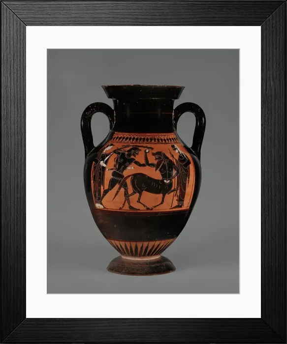 Framed Print : Attic Black-Figure Panel-Amphora Type B, 530-520 BC. Creator: Medea Group Framed Print : Attic Black-Figure Panel-Amphora Type B, 530-520 BC. Creator: Medea Group