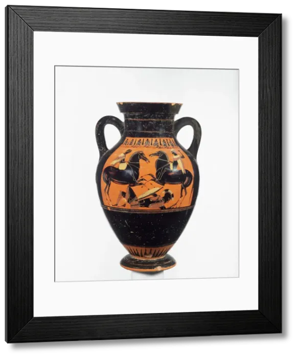 Framed Print : Attic Black-Figure Amphora Type B, about 530-520 BC. Creator: Swing Painter Framed Print : Attic Black-Figure Amphora Type B, about 530-520 BC. Creator: Swing Painter