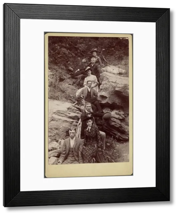 Framed Print : Group portrait on hillside, about 1880-1895. Creator: Unknown Framed Print : Group portrait on hillside, about 1880-1895. Creator: Unknown