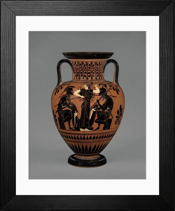 Framed Print : Attic Black-Figure Neck Amphora, about 510 BC. Creator: Leagros Group Framed Print : Attic Black-Figure Neck Amphora, about 510 BC. Creator: Leagros Group