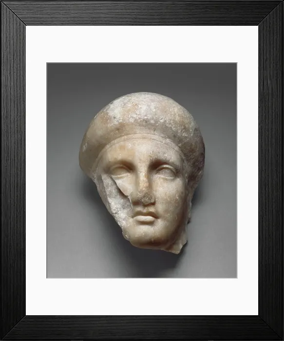 Framed Print : Head of a Female Attendant from a Grave Naiskos, about 350 BC. Creator: Unknown Framed Print : Head of a Female Attendant from a Grave Naiskos, about 350 BC. Creator: Unknown