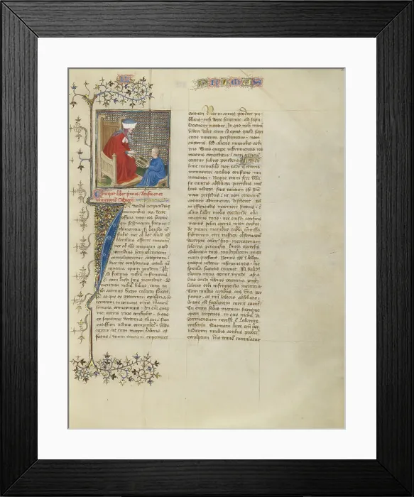 Framed Print : Boethius Instructs a Young Boy in Arithmetic, about 1405. Creator: Unknown Framed Print : Boethius Instructs a Young Boy in Arithmetic, about 1405. Creator: Unknown