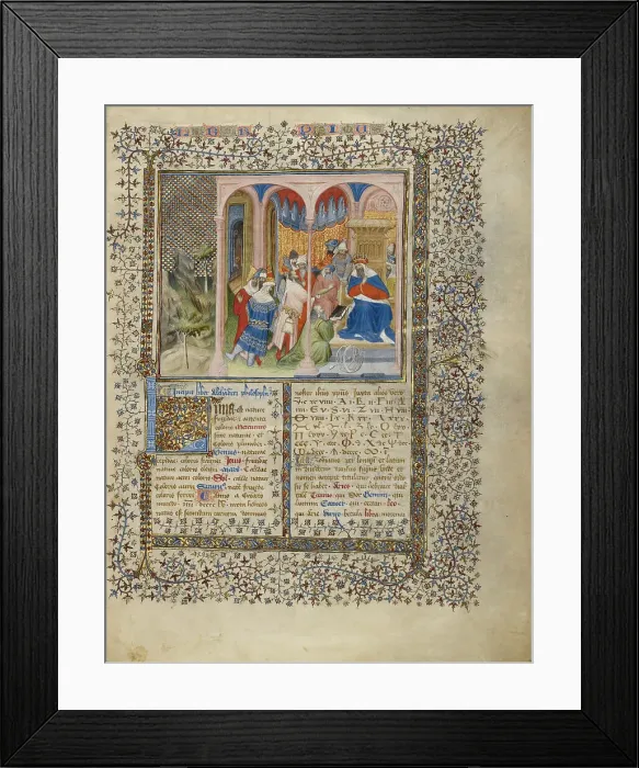 Framed Print : Alchandreus Presents His Work to a King, about 1405. Creator: Unknown Framed Print : Alchandreus Presents His Work to a King, about 1405. Creator: Unknown