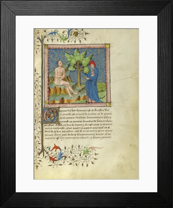 Framed Print : Job Speaking to a Friend; Livre de Bonnes Meurs, about 1430. Creator: Unknown Framed Print : Job Speaking to a Friend; Livre de Bonnes Meurs, about 1430. Creator: Unknown
