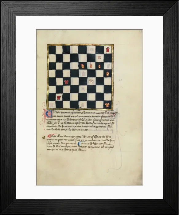 Framed Print : Chess Problem, late 14th century. Creator: Unknown Framed Print : Chess Problem, late 14th century. Creator: Unknown