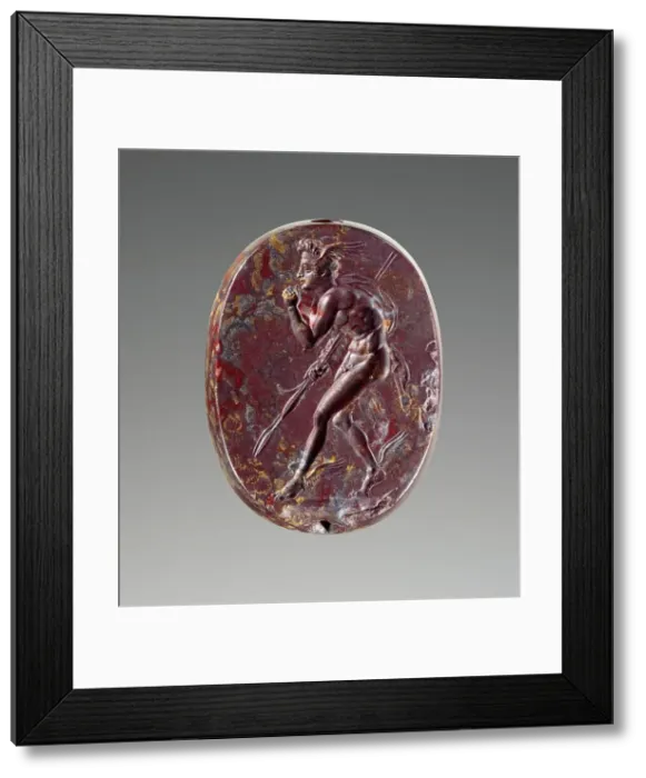 Framed Print : Engraved Scaraboid with Perseus, 400-350 BC. Creator: Unknown Framed Print : Engraved Scaraboid with Perseus, 400-350 BC. Creator: Unknown