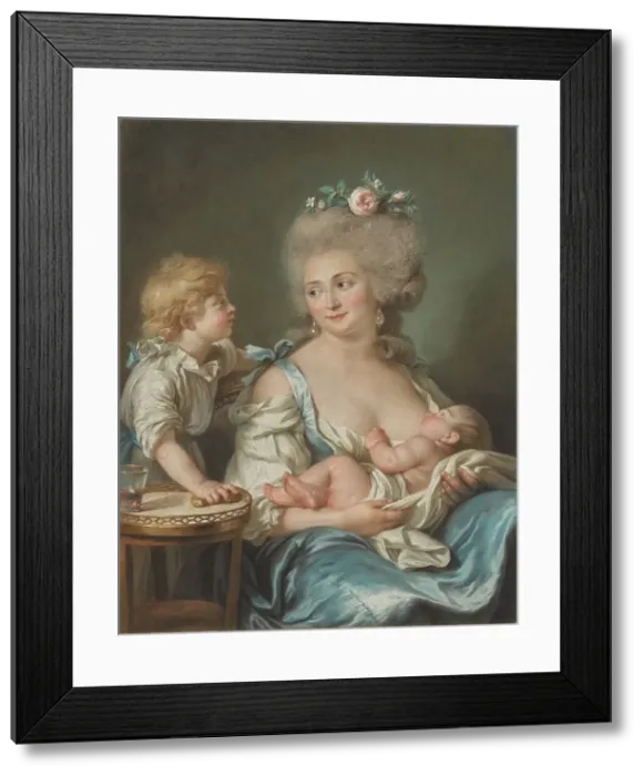 Framed Print : Portrait of Madame Charles Mitoire with Her Children, 1783. Creator: Adelaide Labille-Guiard Framed Print : Portrait of Madame Charles Mitoire with Her Children, 1783. Creator: Adelaide Labille-Guiard