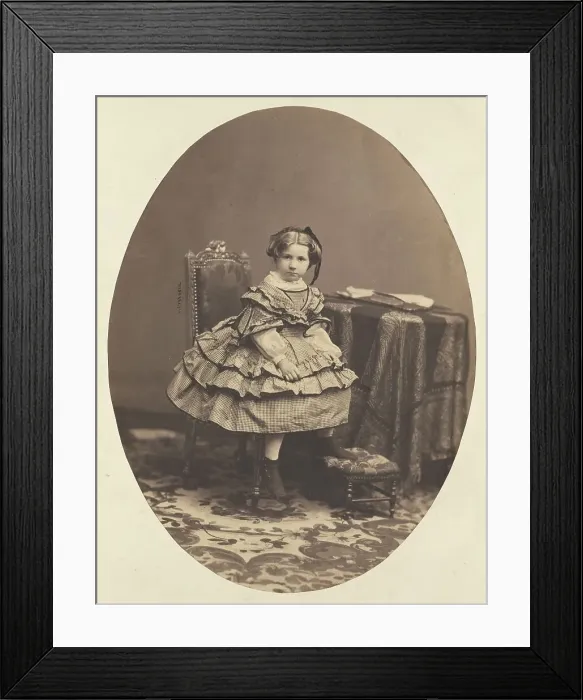 Framed Print : Portrait of a Seated Girl, about 1858. Creator: Andre-Adolphe-Eugene Disderi Framed Print : Portrait of a Seated Girl, about 1858. Creator: Andre-Adolphe-Eugene Disderi