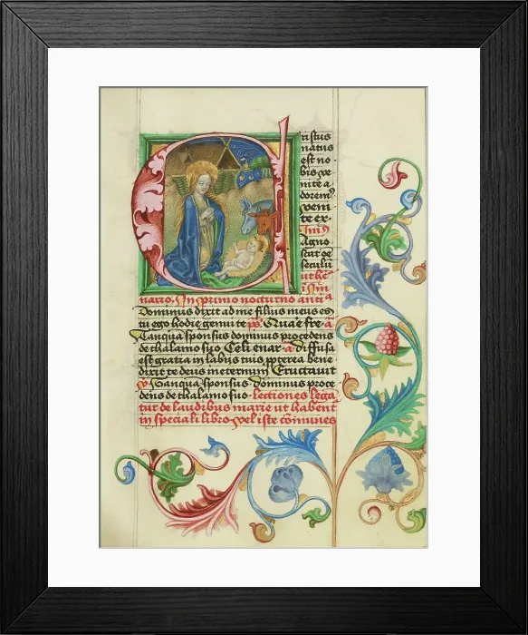 Framed Print : Initial C: The Nativity; Prayer Book, about 1470-1480. Creator: Workshop of Valentine Noh Framed Print : Initial C: The Nativity; Prayer Book, about 1470-1480. Creator: Workshop of Valentine Noh