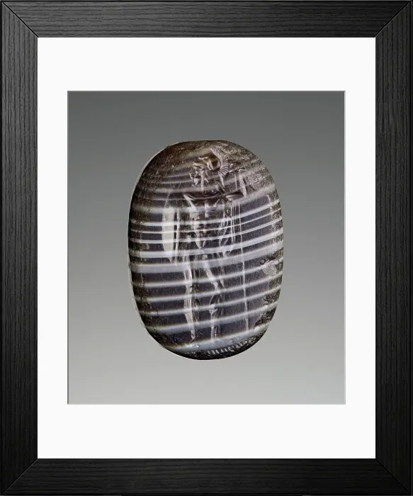 Framed Print : Engraved Scaraboid with a Standing Warrior, about 475 BC. Creator: Unknown Framed Print : Engraved Scaraboid with a Standing Warrior, about 475 BC. Creator: Unknown