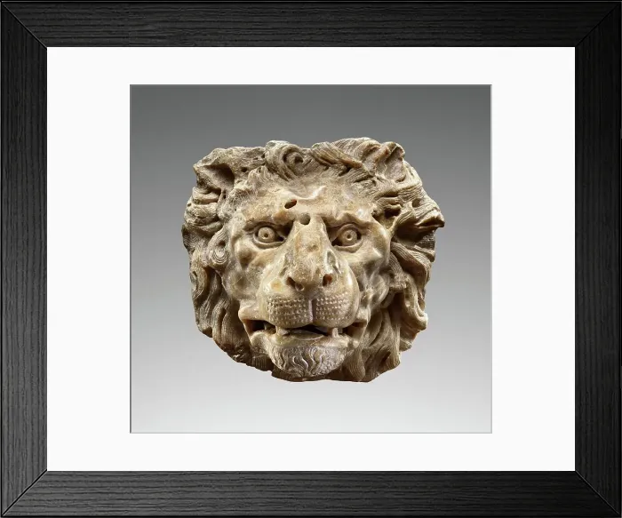 Framed Print : Head of a Lion, possibly 2nd or 3rd century; re-cut in 19th century. Creator: Unknown Framed Print : Head of a Lion, possibly 2nd or 3rd century; re-cut in 19th century. Creator: Unknown