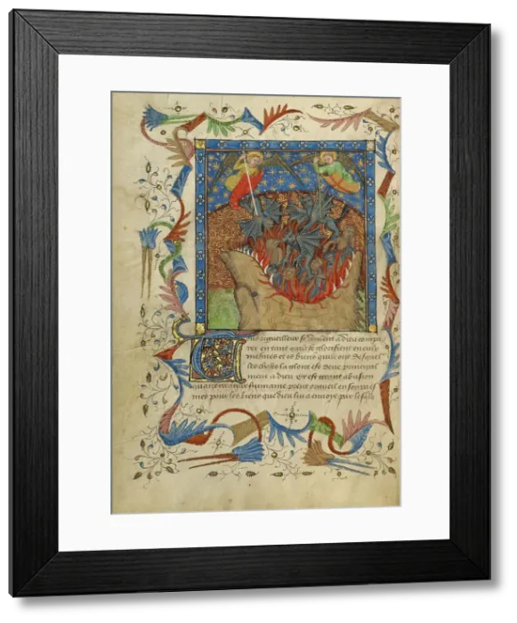 Framed Print : The Fall of the Rebel Angels; Livre de Bonnes Meurs, about 1430. Creator: Unknown Framed Print : The Fall of the Rebel Angels; Livre de Bonnes Meurs, about 1430. Creator: Unknown