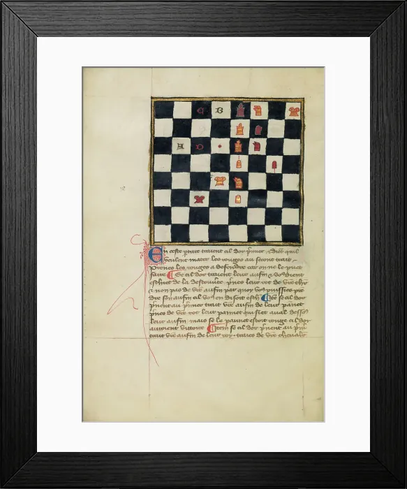 Framed Print : Chess Problem, late 14th century. Creator: Unknown Framed Print : Chess Problem, late 14th century. Creator: Unknown