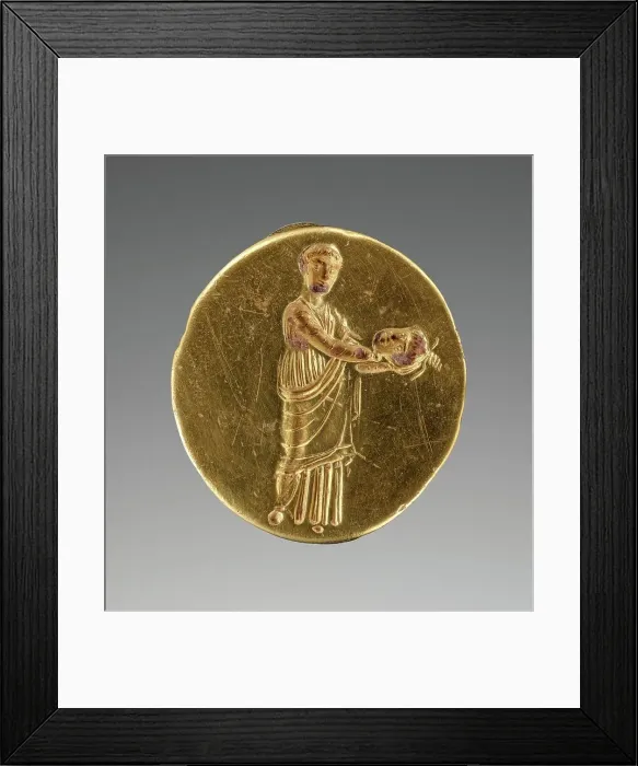 Framed Print : Engraved Ring with an Actor Holding a Theater Mask, 325-300 BC. Creator: Unknown Framed Print : Engraved Ring with an Actor Holding a Theater Mask, 325-300 BC. Creator: Unknown