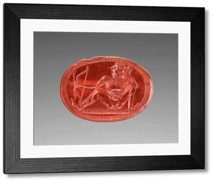 Framed Print : Engraved Scarab with a Nude Archer, about 500 BC. Creator: Unknown Framed Print : Engraved Scarab with a Nude Archer, about 500 BC. Creator: Unknown