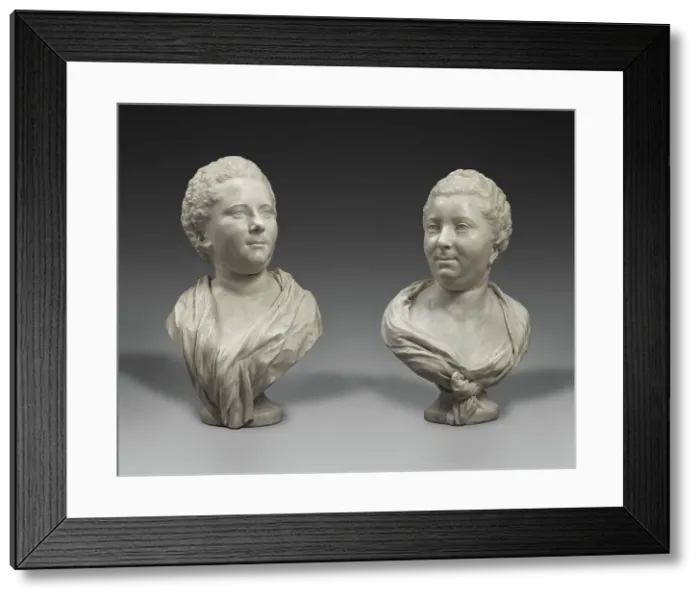 Framed Print : Busts of Two Sisters...Mme Brigitte Francois Elisabeth de Lansire...; Bust of Mme Adelaide... 1750s. Creator: Jean-Baptiste Pigalle Framed Print : Busts of Two Sisters...Mme Brigitte Francois Elisabeth de Lansire...; Bust of Mme Adelaide... 1750s. Creator: Jean-Baptiste Pigalle