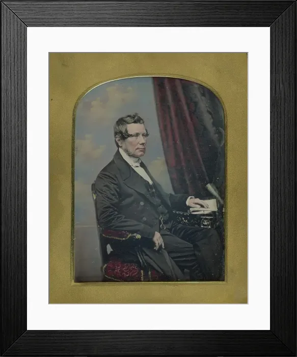 Framed Print : Portrait of a Seated Man with Graying Muttonchop Whiskers, 1852-1855. Creator: William Edward Kilburn Framed Print : Portrait of a Seated Man with Graying Muttonchop Whiskers, 1852-1855. Creator: William Edward Kilburn
