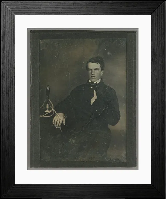Framed Print : Portrait of a Young Man with a Hookah or Narghile, about 1850. Creator: Unknown Framed Print : Portrait of a Young Man with a Hookah or Narghile, about 1850. Creator: Unknown