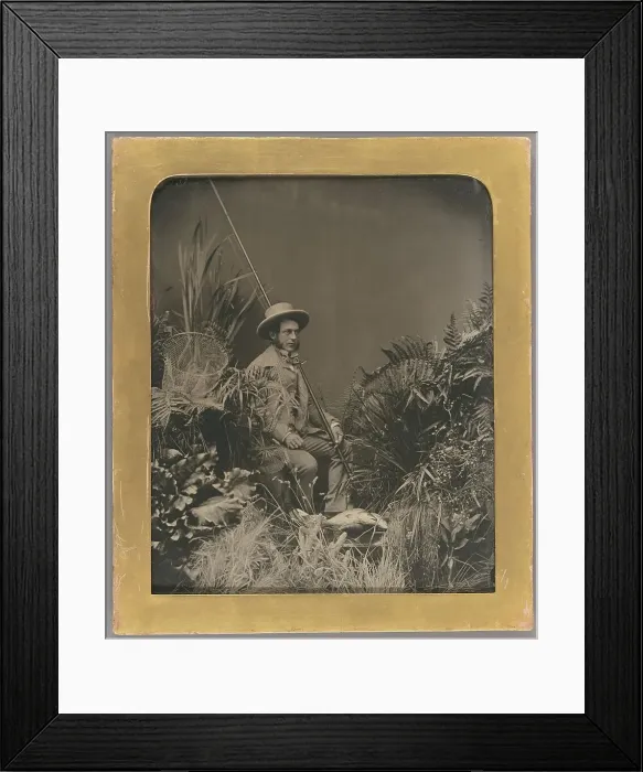 Framed Print : Studio Portrait of a Man Posed with Fishing Gear / The Fisherman, about 1860. Creator: Unknown Framed Print : Studio Portrait of a Man Posed with Fishing Gear / The Fisherman, about 1860. Creator: Unknown