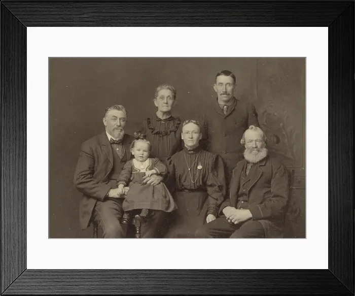 Framed Print : Family portrait of six members, about 1894. Creator: Harrington Framed Print : Family portrait of six members, about 1894. Creator: Harrington