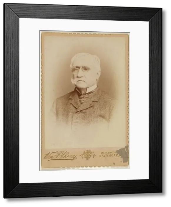 Framed Print : Portrait of an elderly man with a white moustache, with initial W.B.S. printed in vignette... 1891. Creator: William Foss Shorey Framed Print : Portrait of an elderly man with a white moustache, with initial W.B.S. printed in vignette... 1891. Creator: William Foss Shorey