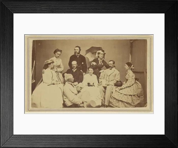 Framed Print : Group portrait of nine men and women, 1864-1866. Creator: H Wentworth Framed Print : Group portrait of nine men and women, 1864-1866. Creator: H Wentworth
