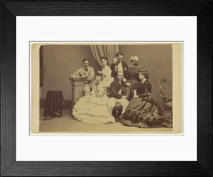 Framed Print : Portrait of an unidentified group: four women and three men, 1864-1866. Creator: George P. Critcherson Framed Print : Portrait of an unidentified group: four women and three men, 1864-1866. Creator: George P. Critcherson