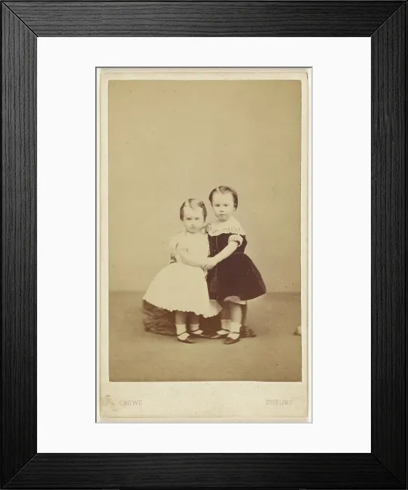 Framed Print : Two little girls embracing, 1865-1875. Creator: A. Crowe
