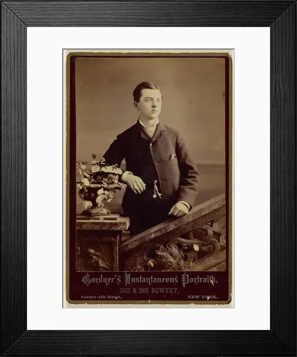 Framed Print : Unidentified well-dressed young man, standing, about 1880. Creator: Gardner Framed Print : Unidentified well-dressed young man, standing, about 1880. Creator: Gardner