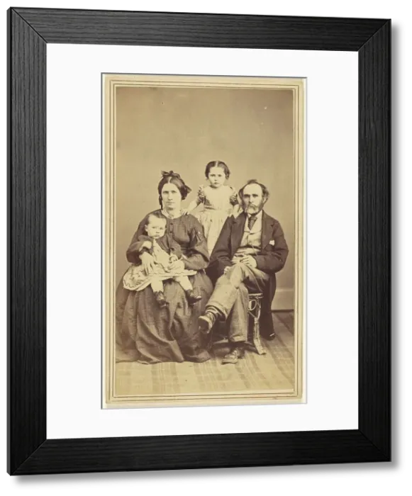 Framed Print : Family portrait: mother, father and two children, 1870s. Creator: BF Green Framed Print : Family portrait: mother, father and two children, 1870s. Creator: BF Green