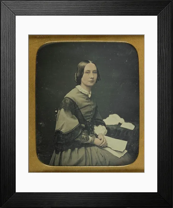 Framed Print : Portrait of a Seated Woman with Ringlets, about 1857. Creator: William Hardy Kent Framed Print : Portrait of a Seated Woman with Ringlets, about 1857. Creator: William Hardy Kent