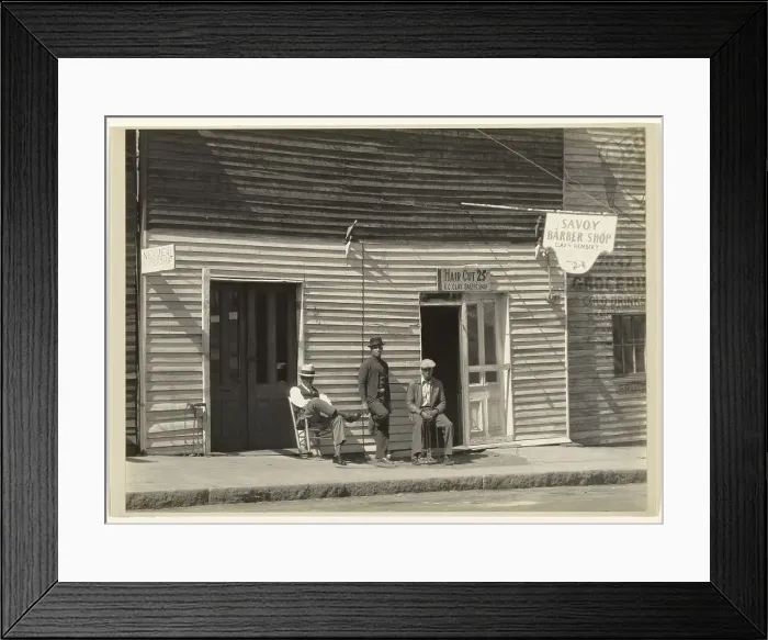 Framed Print : Sidewalk Portrait of Three Men, Vicksburg, Mississippi, 1936. Creator: Walker Evans Framed Print : Sidewalk Portrait of Three Men, Vicksburg, Mississippi, 1936. Creator: Walker Evans