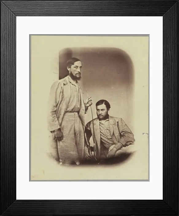 Framed Print : Two men;India after the Mutiny & Kutub Minar, 1858, 1858. Creator: Felice Beato Framed Print : Two men;India after the Mutiny & Kutub Minar, 1858, 1858. Creator: Felice Beato