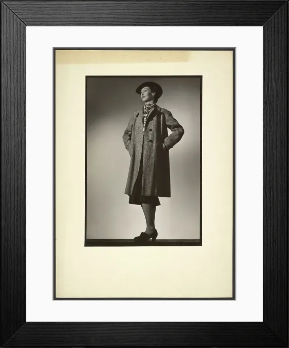 Framed Print : Woman modeling coat, early 1940s. Creator: Gunther Krampf Framed Print : Woman modeling coat, early 1940s. Creator: Gunther Krampf