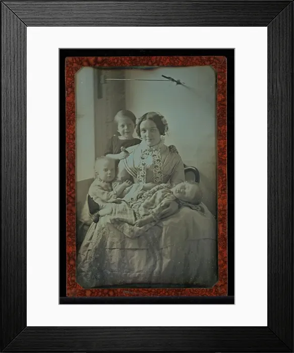 Framed Print : My Helene, On her Lap Little Mathilda Asleep, and Close By, Our Two Other Children, Robert... 1851. Creator: Hermann Carl Eduard Biewend Framed Print : My Helene, On her Lap Little Mathilda Asleep, and Close By, Our Two Other Children, Robert... 1851. Creator: Hermann Carl Eduard Biewend