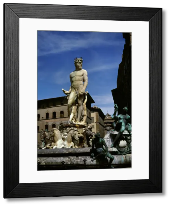 Framed Print : Fountain of Neptune, Piazza Signoria, Florence, Italy, 16th century (1999). Creator: LTL Framed Print : Fountain of Neptune, Piazza Signoria, Florence, Italy, 16th century (1999). Creator: LTL