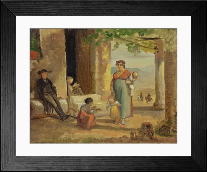 Framed Print : Child learning to walk, before 1859. Creator: Wilhelm Marstrand