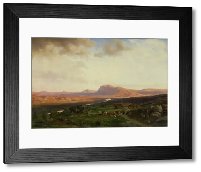 Framed Print : Sunset in the Mountains, 1865. Creator: J. F. Eckersberg Framed Print : Sunset in the Mountains, 1865. Creator: J. F. Eckersberg