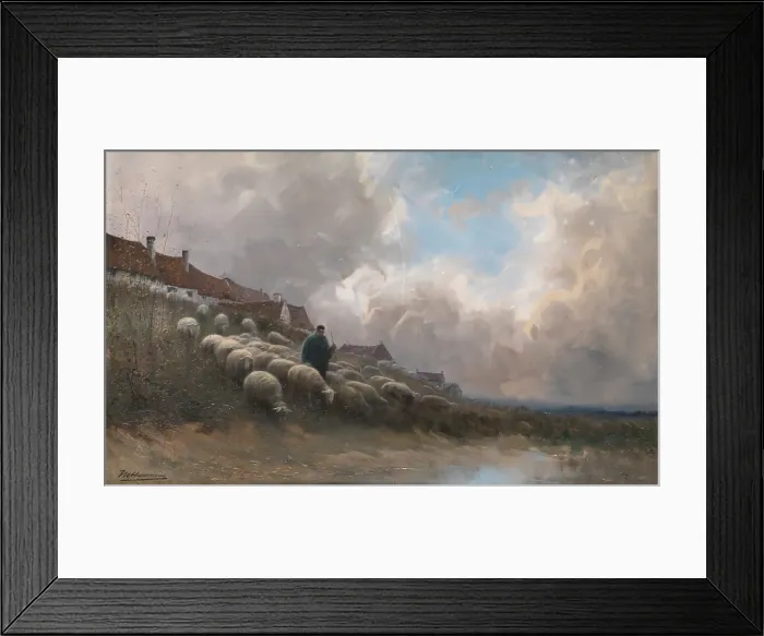 Framed Print : Landscape with Sheep, c1880-1910. Creator: Maurice Hagemans Framed Print : Landscape with Sheep, c1880-1910. Creator: Maurice Hagemans