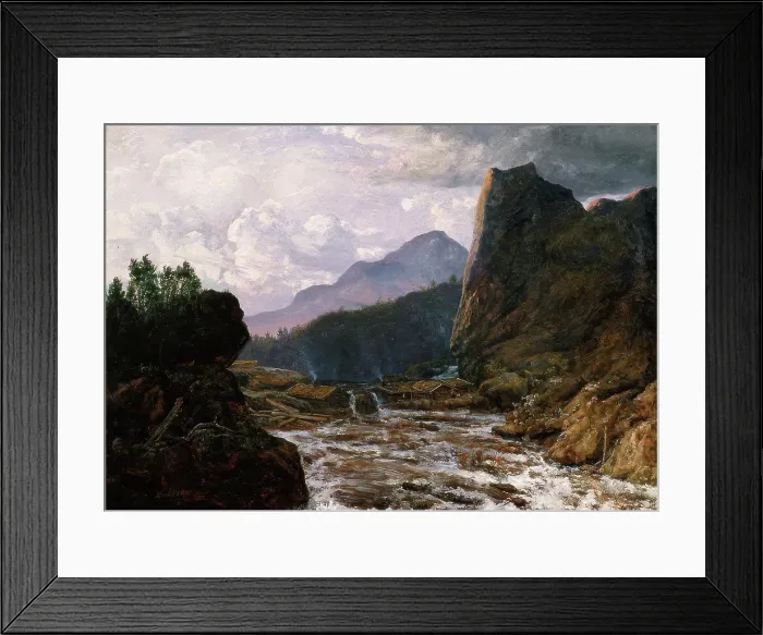 Framed Print : River between steep Rocks, 1857. Creator: Johan Christian Dahl Framed Print : River between steep Rocks, 1857. Creator: Johan Christian Dahl