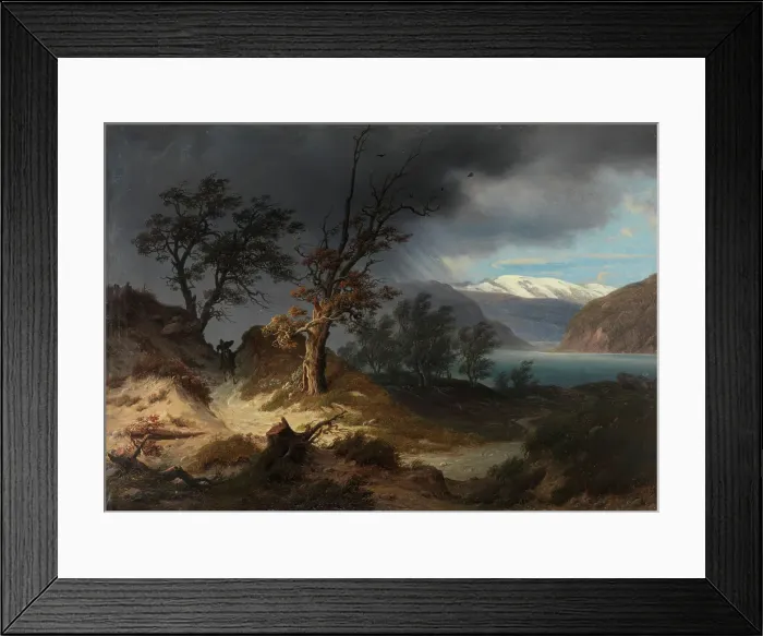 Framed Print : Stormy Landscape with a Rider, 1835. Creator: Thomas Fearnley Framed Print : Stormy Landscape with a Rider, 1835. Creator: Thomas Fearnley