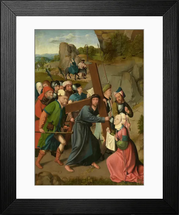 Framed Print : The Bearing of the Cross and the Flight into Egypt, 1510-1520. Creator: Master of Hoogstraaten Framed Print : The Bearing of the Cross and the Flight into Egypt, 1510-1520. Creator: Master of Hoogstraaten