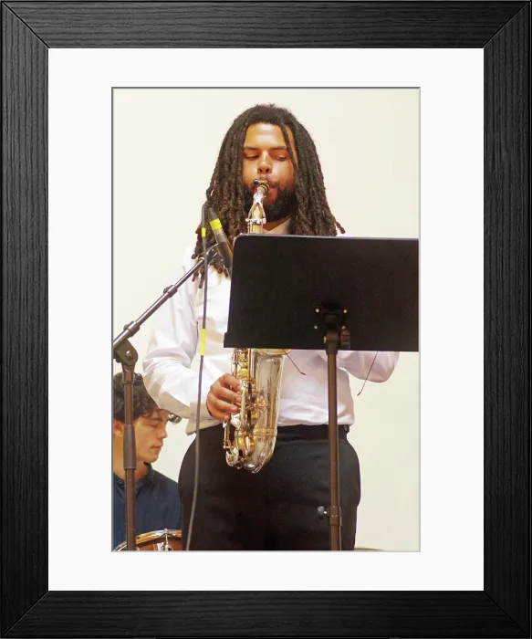 Framed Print : Donovan Haffner, Indo Jazz Fusion Revisited, Loughton Methodist Church, Loughton, Essex, 2024. Creator: Brian O'Connor Framed Print : Donovan Haffner, Indo Jazz Fusion Revisited, Loughton Methodist Church, Loughton, Essex, 2024. Creator: Brian O'Connor