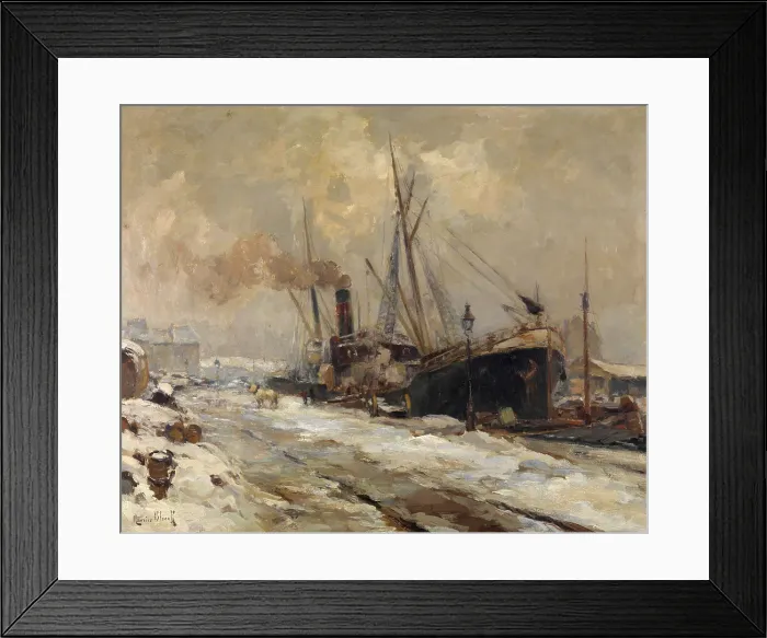 Framed Print : Antwerp Harbour in Winter, c1900-1920. Creator: Maurits Blieck Framed Print : Antwerp Harbour in Winter, c1900-1920. Creator: Maurits Blieck